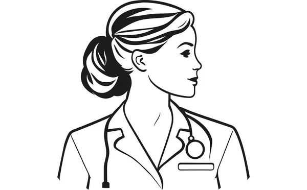 Enfermeras Silueta Vector Arte Silueta Mujer Doctor — Vector de stock