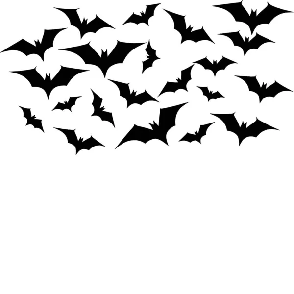 Летучие Мыши Полете Стая Летучих Мышей Парит Ночном Небе Хэллоуин — стоковый вектор