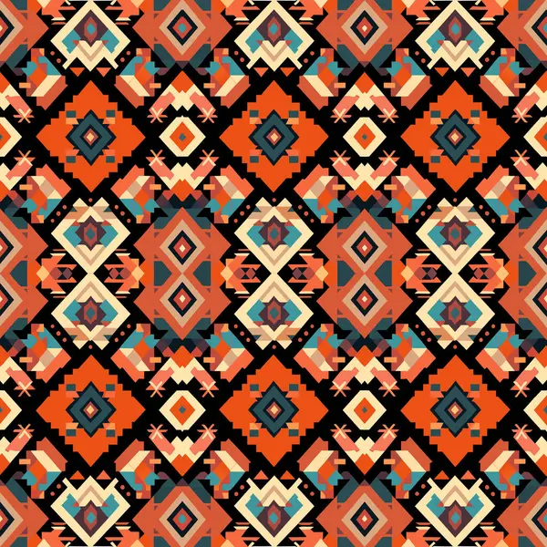 族裔抽象的Ikat模式 无缝图案的部落 民间刺绣 墨西哥风格 阿兹特克几何艺术装饰印刷品 纺织品设计 — 图库矢量图片