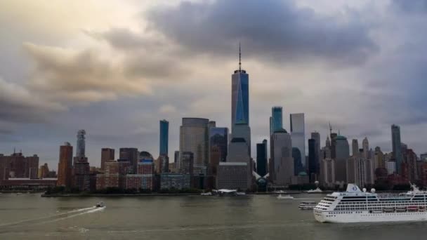 Hav Port New York Och New Jersey Tid Förflutit Vacker — Stockvideo