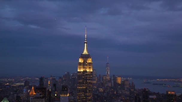 Visão Aérea Baixa Manhattan New York City Empire State Building — Vídeo de Stock
