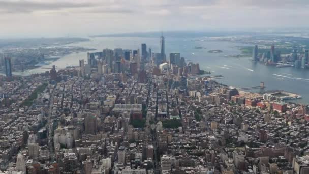 Neuvěřitelné Letecké Fotografie New York City Velká Krajina Panorama Stavební — Stock video