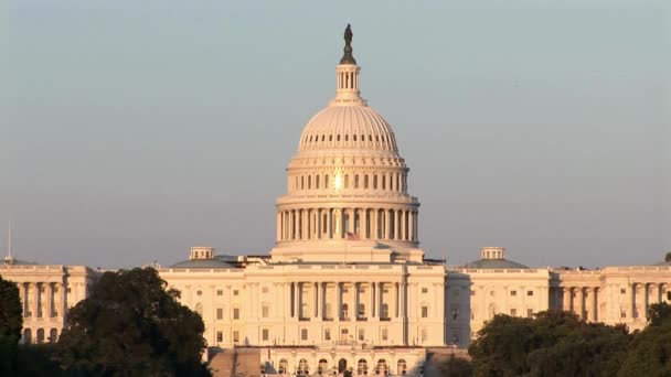 Capitool Van Verenigde Staten Het Senaatsgebouw Washington Usa Nachts Close — Stockvideo