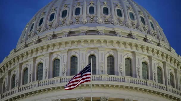 United States Capitol Senate Building Washington Usa Natten Närbild Med — Stockvideo