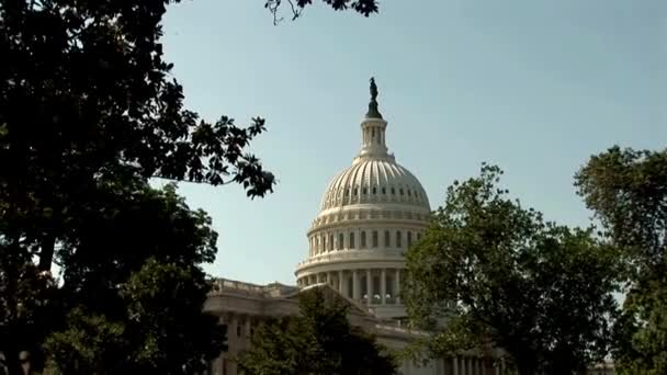 Capitol Building Washington Hullámzó Zászló Háttér Egyesült Államok Tapéta Cikk — Stock videók