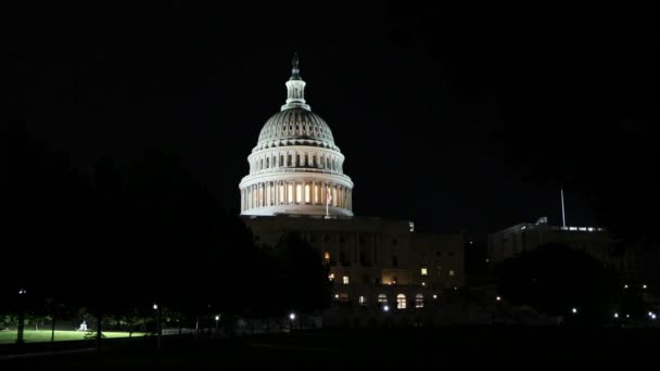 Капитолий Соединенных Штатов Здание Сената Вашингтон Округ Колумбия Сша Ночью — стоковое видео