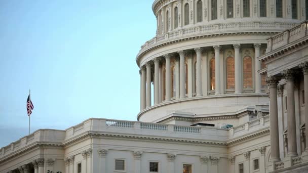Nahaufnahme Amerikanisches Regierungsgebäude Usa Capitol United National Symbol America Architecture — Stockvideo