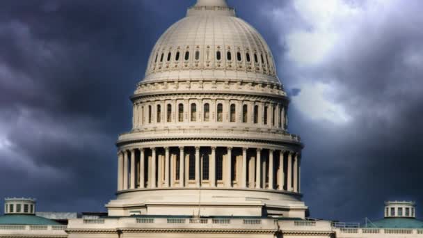 Крупным Планом Американского Правительства Здание Сша Капитолий Единый Национальный Символ — стоковое видео
