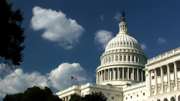 United States Capitol Senate Building Night Sky Dusk View Light — Stock Video