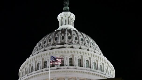 Капітолій Сполучених Штатів Сенат Будують Нічне Небо Дуск Вид Освітлення — стокове відео