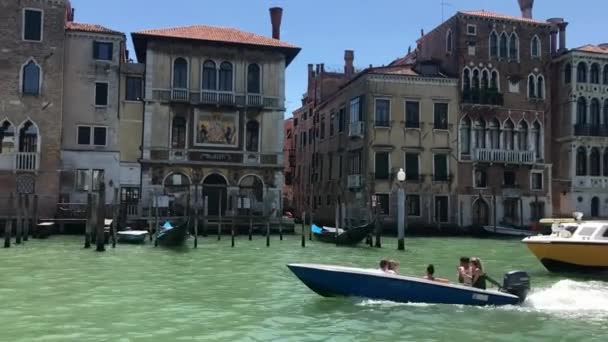 Исторические Дома Венеции Над Гранд Каналом Италия Путешествия Культовые Старые — стоковое видео