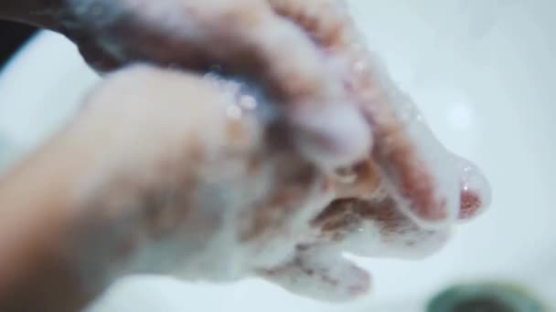 Handen Wassen Met Water Zeep Voorkomen Dat Het Corona Virus — Stockvideo