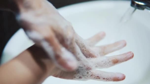 Πλύσιμο Των Χεριών Σαπούνι Και Νερό Για Αποφευχθεί Εξάπλωση Της — Αρχείο Βίντεο