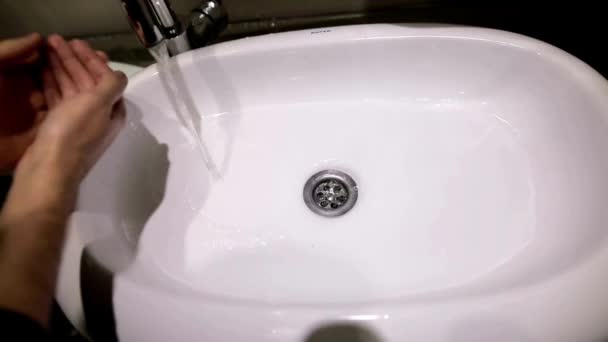 Woda Mokra Łazienka Ręka Czyste Urządzenia Czyszczenie Zdrowie Biały Higiena — Wideo stockowe