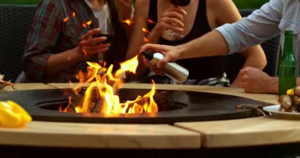 烧烤鸡肉近身热腾腾的烧烤季节家庭享受 — 图库视频影像