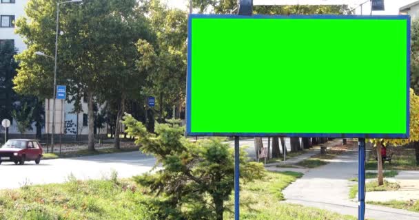 Velká Zelená Obrazovka Chroma Klíč Šablona Pro Reklamy Záběry Obrázek — Stock video
