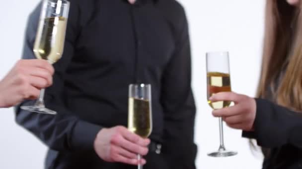 Vetro Persona Donna Celebrazione Bere Uomo Clinking Felice Alcol Vino — Video Stock