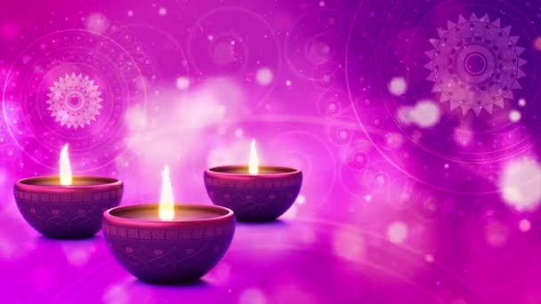 Χαρούμενη Diwali Φως Καύση Animation Animation Oil Lit Λάμπες Παραδοσιακά — Αρχείο Βίντεο