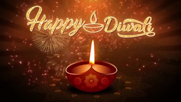 Diwali Vacaciones Animación Asia Fondo Resplandor Festival Luces Fondo Copia — Vídeos de Stock