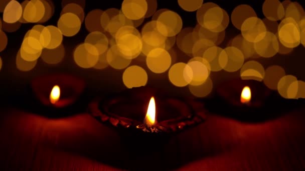India Diwali Uroczystości Kultury Indyjskie Światło Hinduskie Tło Tradycyjny Płomień — Wideo stockowe