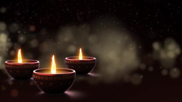 Loop Traditionell Diwali Festival Bakgrund Deepavali Traditionell Ljusfestival Pooja Hindu Royaltyfri Stockvideo