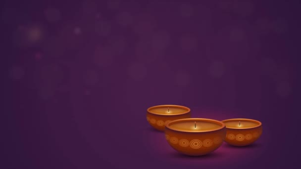 Oro India Diwali Deepavali Festival Luci Ornamenti Mandala Loop Viola — Video Stock