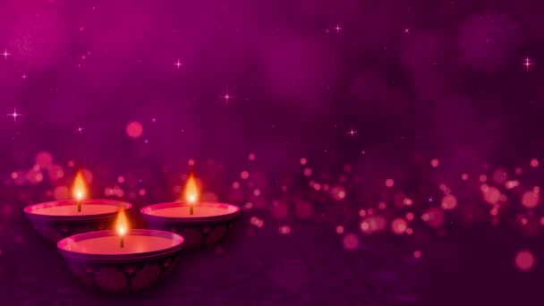 Golden India Diwali Deepavali Festival Lights Ornaments Mandala Loop Purple — 图库视频影像