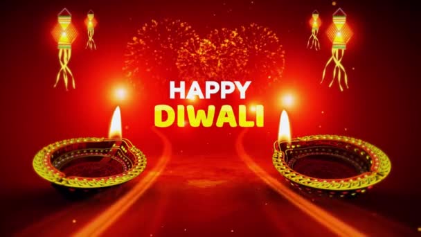 Happy Diwali Light Burning Animation Animation Oil Lit Lamps Traditional — Stock Video