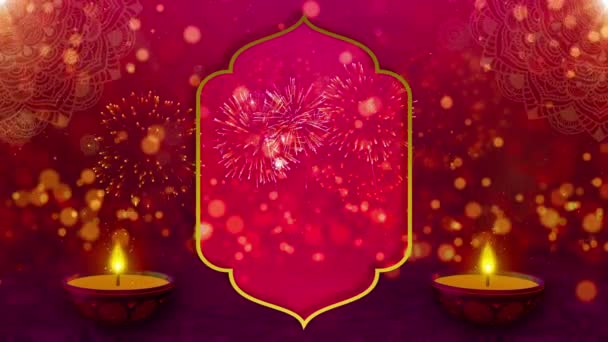 幸せなダイワライト燃えるアニメーションオイルライトランプ 伝統のお祝いインドループ背景 — ストック動画