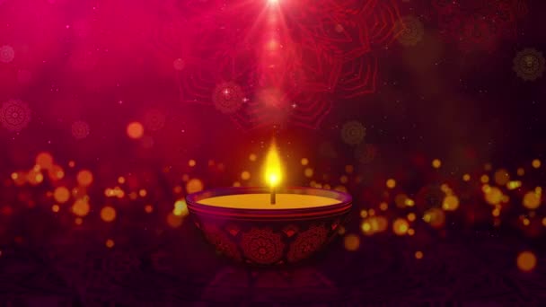 Feliz Diwali Luz Queima Animação Lit Lâmpadas Óleo Animação Tradicional — Vídeo de Stock