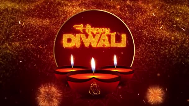 Oro India Diwali Deepavali Festival Luci Ornamenti Mandala Loop Viola — Video Stock