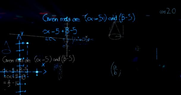 Wiskunde Animatieformule Vliegen Door Wiskunde Vergelijking Onderwijs Video Documentaire — Stockvideo