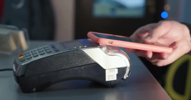 Mobile Nfc Zahlungstechnologie Pos Terminal Endverbraucher Geschäft Transaktion Zahlen Drahtlose — Stockvideo