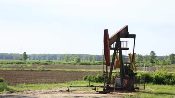 Working Oil Pumps Oilfield Pumpjack Machine Pumps Oils Crude Oil — Stock Video