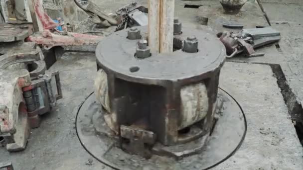 Oil Drill Machine Pumping Raw Petroleum Oils Material Close Industry — Stock Video