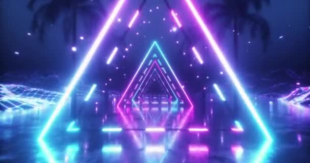 Retro Fala Neon Kolory Muzyka Abstrakcyjne Tło Futuryzm Gry 80S — Wideo stockowe