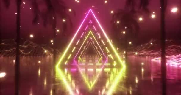 Neon Retro Futuristická Grafická Animace Hudba Design Styl Pohyb Světlo — Stock video