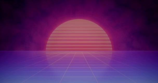 Retro Futuristic Neon Sunset Abstract Background Made Music Background 컨셉트 — 비디오