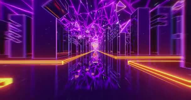 Synth Wave Retro Grid Background Synthwave 80S Purple Futuristic Music — Vídeos de Stock