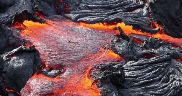 Gesmolten Lava Close Beweging Magma Stroom Natuur Berg Vulkaan Beelden — Stockvideo
