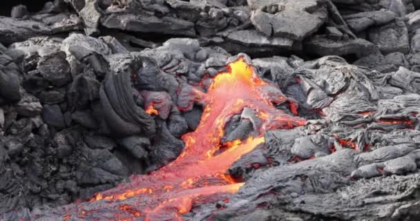 Eruption Volcanic Lava Landscape Volcano Mountain Nature Magma Closeup — Stock Video