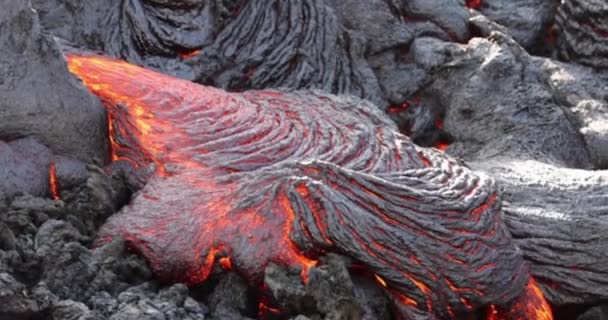 Erupción Lava Volcánica Paisaje Volcán Montaña Naturaleza Magma Primer Plano — Vídeos de Stock