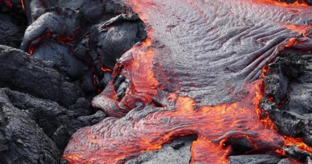Vulkan Bjerg Natur Magma Strømmende Udbrud Vulkansk Lava Varm Kulde – Stock-video