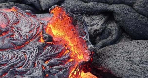 Vulcão Montanha Natureza Magma Fluindo Erupção Vulcânica Lava Quente Frio — Vídeo de Stock
