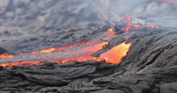 Sopečná Láva Průtok Erupce Požár Geologie Kouř Sopečná Hora Magma — Stock video