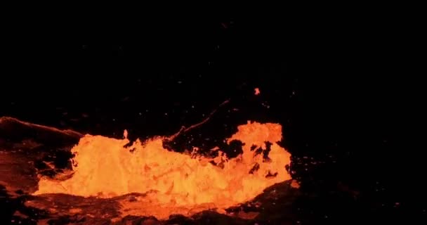Lava Primer Plano Salpicada Hacia Arriba Fondo Material Cinematográfico Volcánico — Vídeos de Stock