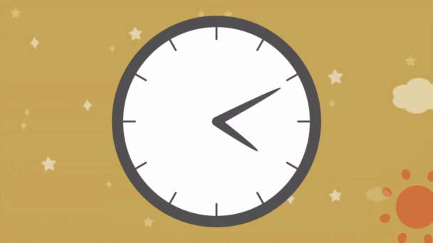 Анимационные Настенные Часы Время Проходящее Loopable Видео Часов Timelapse Коричневом — стоковое видео