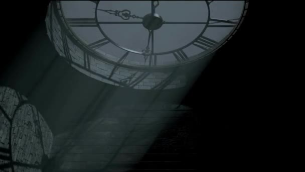 時計の顔の時間の経過 古典的な壁の動きの影の背景に時間の経過を示す — ストック動画