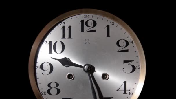 Czas Upływu Zegar Ściana Powiększyć Się Koncepcji Przepływu Czasu Oglądać — Wideo stockowe