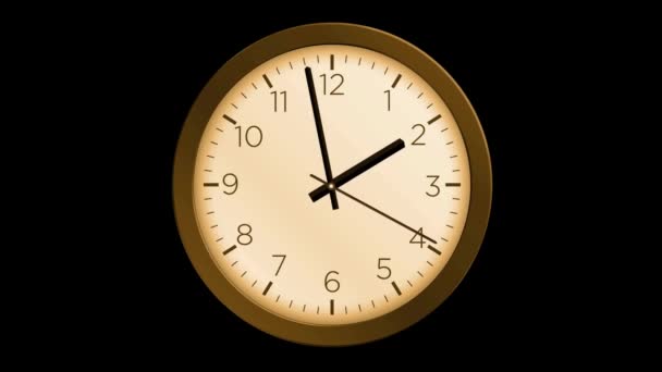 Modern Çalar Saat Siyah Elli Saat Hareketi Saat Yönünde Ilerler — Stok video